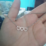 CSJA Sweet Three Hearts Pendant Choker Necklace for Women