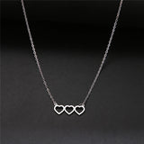 CSJA Sweet Three Hearts Pendant Choker Necklace for Women