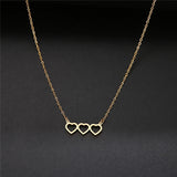 CSJA Sweet Three Hearts Pendant Choker Necklace for Women
