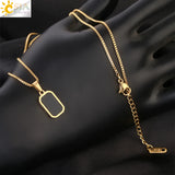 CSJA Enamel Resin Polygon Pendants Necklace Stainless Steel Chain Punk Jewelry