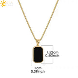 CSJA Enamel Resin Polygon Pendants Necklace Stainless Steel Chain Punk Jewelry