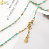 CSJA Women's Stainless Steel Beaded Chain Necklace Wedding Gift