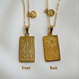 CSJA Zodiac Sign Necklace Stainless Steel Charms Pendant Chain