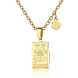 CSJA Zodiac Sign Necklace Stainless Steel Charms Pendant Chain