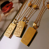 CSJA Zodiac Sign Necklace Stainless Steel Charms Pendant Chain