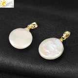 CSJA Freshwater Pearl Pendants Rhinestone Necklace