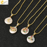 CSJA Freshwater Pearl Pendants Rhinestone Necklace