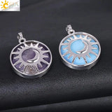 Sun & Moon Pendant Purple Crystal Quartz Beads for Jewelry Making