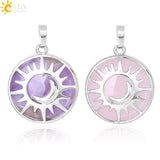 Sun & Moon Pendant Purple Crystal Quartz Beads for Jewelry Making