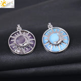 Sun & Moon Pendant Purple Crystal Quartz Beads for Jewelry Making