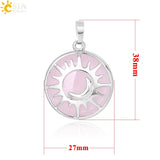 Sun & Moon Pendant Purple Crystal Quartz Beads for Jewelry Making