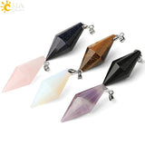 CSJA Pink Quartz Crystal Necklace Healing Reiki Faceted Pyramid Female Jewelry