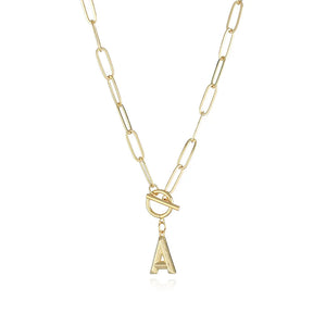 CSJA Stainless Steel A-Z Letter Necklace Toggle Clasp Pendant Gift