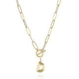 CSJA Stainless Steel A-Z Letter Necklace Toggle Clasp Pendant Gift