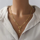 CSJA Stainless Steel A-Z Letter Necklace Toggle Clasp Pendant Gift