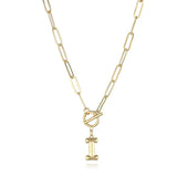 CSJA Stainless Steel A-Z Letter Necklace Toggle Clasp Pendant Gift