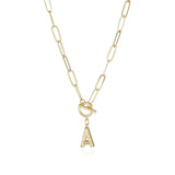 CSJA Stainless Steel A-Z Letter Necklace Toggle Clasp Pendant Gift