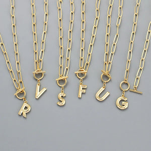 CSJA Stainless Steel A-Z Letter Necklace Toggle Clasp Pendant Gift