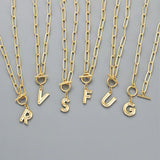 CSJA Stainless Steel A-Z Letter Necklace Toggle Clasp Pendant Gift