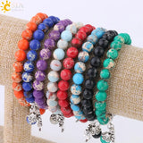Tree of Life Charms Bracelet 8mm Turquoise Beaded Bangle