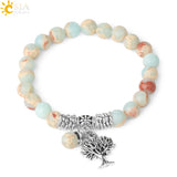 Tree of Life Charms Bracelet 8mm Turquoise Beaded Bangle