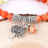 Tree of Life Charms Bracelet 8mm Turquoise Beaded Bangle