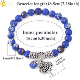 Tree of Life Charms Bracelet 8mm Turquoise Beaded Bangle