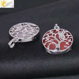 Tree of Life Pendant Necklace with Owl Natural Stone
