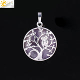 Tree of Life Pendant Necklace with Owl Natural Stone