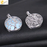 Tree of Life Pendant Necklace with Owl Natural Stone