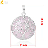 Tree of Life Pendant Necklace with Owl Natural Stone