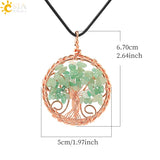 CSJA Tree of Life Pendant Natural Stone Quartz Crystal Necklace