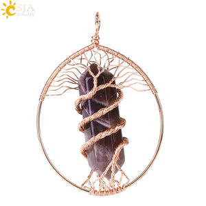 CSJA Tree of Life Pendant with Stones for Necklace Jewelry Making