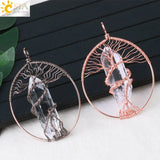 CSJA Tree of Life Pendant with Stones for Necklace Jewelry Making