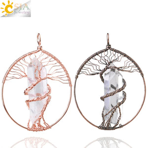 CSJA Tree of Life Pendant with Stones for Necklace Jewelry Making