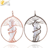CSJA Tree of Life Pendant with Stones for Necklace Jewelry Making