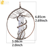 CSJA Tree of Life Pendant with Stones for Necklace Jewelry Making