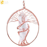 CSJA Tree of Life Pendant with Stones for Necklace Jewelry Making