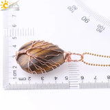 CSJA Tree of Life Water Drop Necklace Pendant Gem Stone Chakra E640