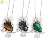 Water Drop Stone Necklace Owl Shape Pink Quartz Sodalite Crystal Charm Jewelry
