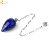 CSJA Water Drop Natural Stone Pendulum Dowsing Healing Crystal Pointed Pendule
