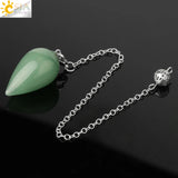 CSJA Water Drop Natural Stone Pendulum Dowsing Healing Crystal Pointed Pendule