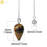 CSJA Water Drop Natural Stone Pendulum Dowsing Healing Crystal Pointed Pendule