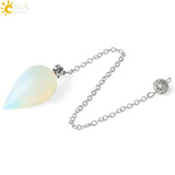 CSJA Water Drop Natural Stone Pendulum Dowsing Healing Crystal Pointed Pendule