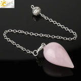 CSJA Water Drop Natural Stone Pendulum Dowsing Healing Crystal Pointed Pendule