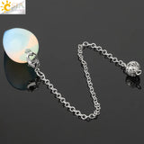 CSJA Water Drop Natural Stone Pendulum Dowsing Healing Crystal Pointed Pendule