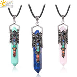 CSJA Hexagonal Point Pendant Necklace 7 Chakras