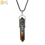 CSJA Hexagonal Point Pendant Necklace 7 Chakras