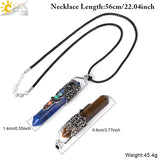 CSJA Hexagonal Point Pendant Necklace 7 Chakras