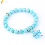 CSJA 7 Chakras Beaded Bracelet 8mm Turquoise Gems Stone Beads Jewelry